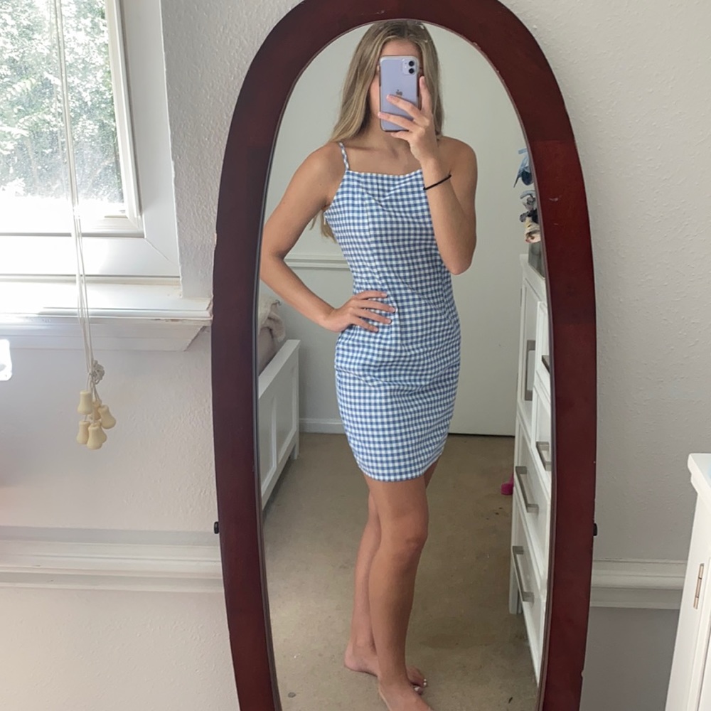 Brand:N/A size:S color:blue and white